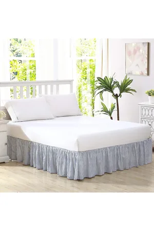Merkloos Katoenen ruches bedrok lichtgewicht woondecoratie met klassieke stijl (blauw koningin) - Laura Ashley Home