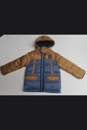 Merkloos Jas - Jongens - Winterjas - Bruin/ blauw - 2 jaar 92