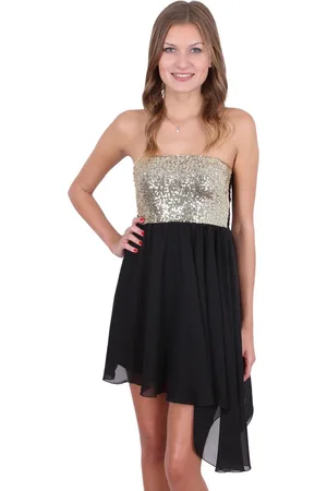 Produkt John Zack - Zwarte chiffon mini-jurk, pailletten