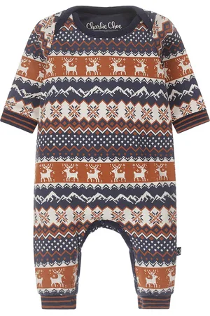 Charlie Choe Baby Jumpsuit Longsleeve - Navy met prints