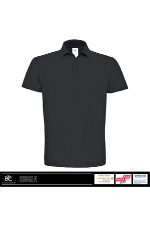B and C Heren Polo - 100% biologisch katoen - ribkraag - Donker Grijs maat XL
