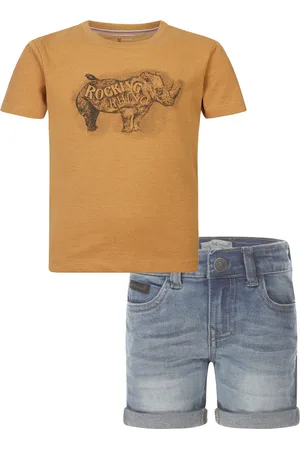 Noppies Koko Noko - - Kledingset - Blue Jeans Short - Shirt Ross Apple Cinnamon