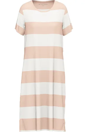 TOM TAILOR Stretch Cotton dames lang nachthemd - ronde hals - peach