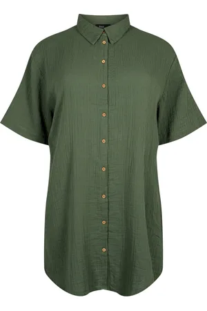 Zizzi VVIVU 1/2 LONG SHIRT Dames Blouse - Green