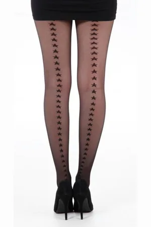 Pamela Mann Star Back Seam Tights - Black 44-46
