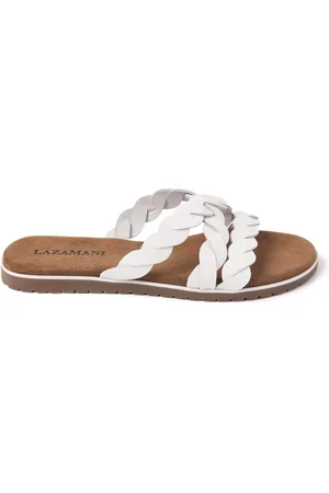 Lazamani Eden Leren Dames Slippers White