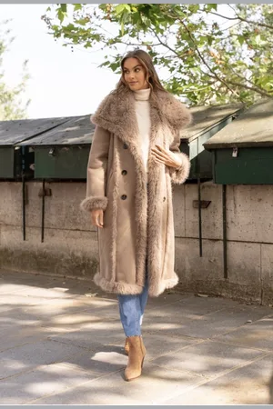 Merkloos Mantel, faux fur, maat M/L