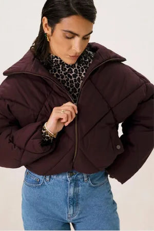 Sissy-Boy Donkerbruine korte quilted jas