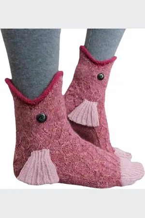 Merkloos Grappige set sokken - Vis - Dieren - Bijten - Goede kwaliteit - One size - Warm - Kousen