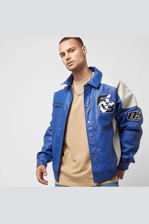 FUBU Corporate Leather Jacket blue/creme/black