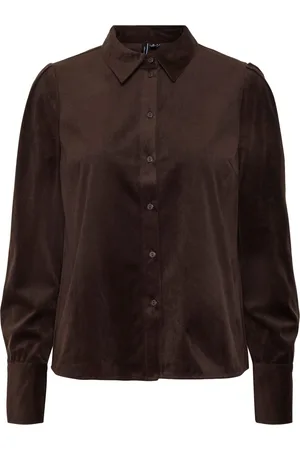 VERO MODA Blouse Vmida Ls Corduroy Shirt Wvn 10273371 Coffee Bean Dames
