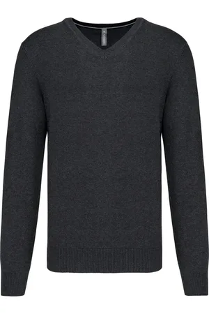 Kariban Pullover/Cardigan Heren XS V-hals Lange mouw 87% Katoen, 11% Polyamide, 2% Elasthan