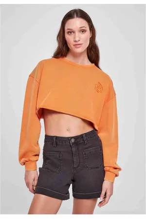 Urban classics Cropped Flower Embroidery Terry Crewneck sweater/trui - XXL