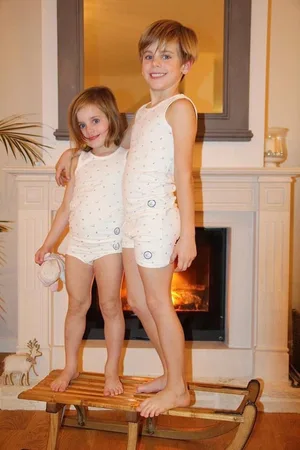 Merkloos Onderhemd en Boxershort - Biologisch katoen - Jongens - met zeefiguurtjes - 4-5 jaar