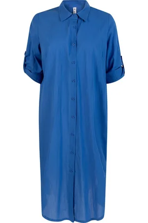 ZOSO Blouse Florence Voile Long Blouse 242 1010 0016 Strong Blue White Dames