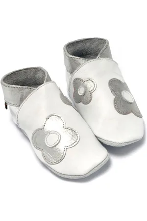 Baby Dutch Meisjes babyslofjes bloem zilver