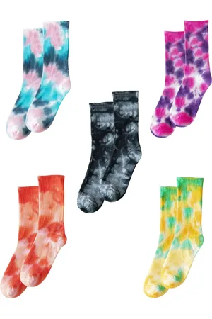ASTRADAVI Socks Collection - Sokken - 5 Stuks - Unisex Katoenen Tie Dye Normale Sokken - 36/41 - , Blauw, Roze, Paars, Oranje, Geel, Groen