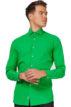 OppoSuits Evergreen Shirt - Heren Overhemd - Carnavalskleding - Casual Effen Gekleurd -