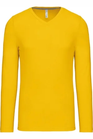 Kariban Herenshirt met lange mouwen en V-hals - 3XL