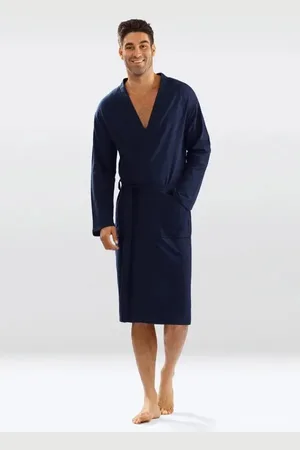 DKaren Lange herenbadjas uit katoen - heren kamerjas - katoen ochtendjas - Harry - - cadeau mannen XL