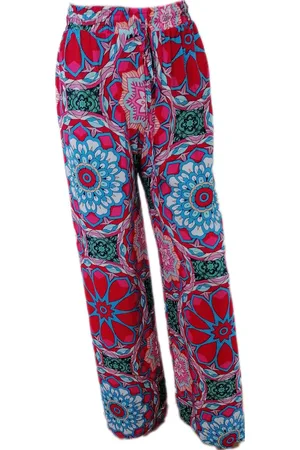 Merkloos Dames - Zomerbroek - Broek - Yoga Broek - Strand broek - Dames - Wide Leg - Comfort - Elastische Band - Kleur /Blauw/Zwart/Groen/Beige/Rood