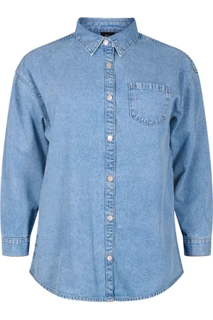 Zizzi JEVA, L/S, SHIRT Dames Blouse - Light Blue