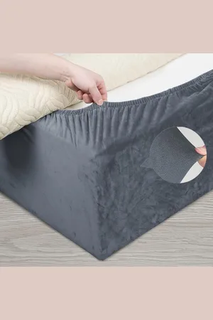 Merkloos Fluwelen bedframe overtrek - eenvoudig te installeren - King Bed width 200-210 cm - grijs Corner Bed Skirt