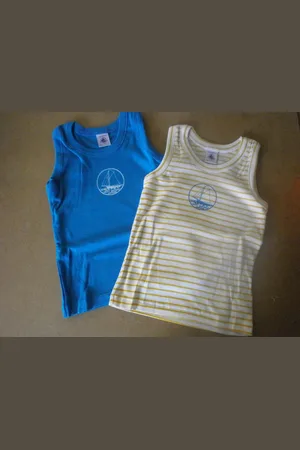 Petit Bateau 2 Pack - Jongens - Singlet - Blauw / geel - 10jaar 138