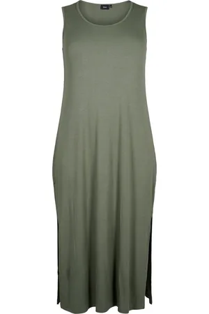 Zizzi VCARLY, S/L, 7/8 DRESS Dames Jurk - Green