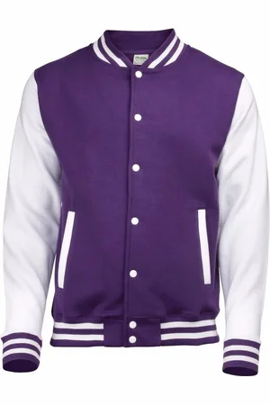 AWDis College jacket voor heren - met wit - drukknopen - katoen/polyester - Classic model L