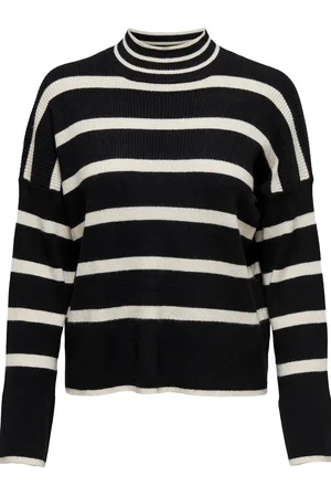 ONLY Trui Onlibi L/s Highneck Pullover Knt No 15259096 Black/w Whiteca Dames