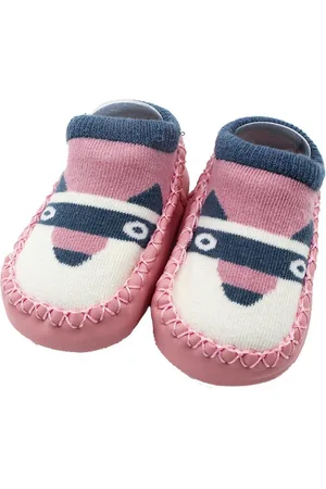 Merkloos Baby Sokjes | Slofsokken | Sloffen | Antislip | Roze | Paars | 14cm | Baby | Babykamer | Kraamkado | Uitzetlijst baby | Heble | 1 tot 3 jaar | Babykleding |