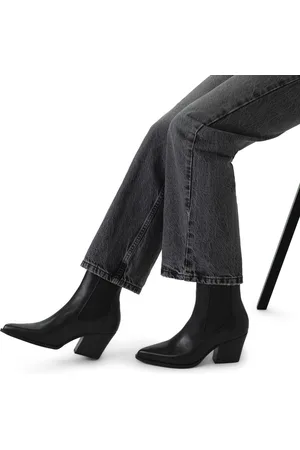 Manfield Dames - Zwarte leren cowboy laarzen