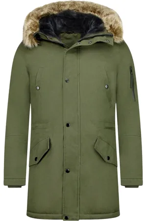 Enos Parka Heren Winterjas - Gewatteerde Jassen - Winterjas Heren Bontkraag - Groene Jas