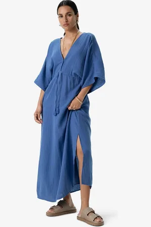 Sissy-Boy Blauwe maxi jurk met V-hals