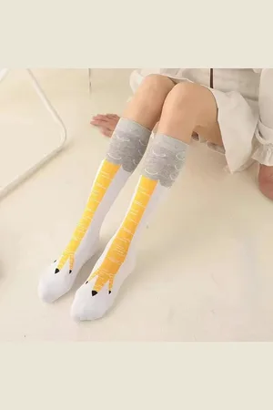 Merkloos Grappige Kippenpoot kous, onder de knie