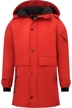 Enos Heren Winterjassen Volwassen - Heren Parka - Gewatteerde Jassen - 9803 - Rode Jas