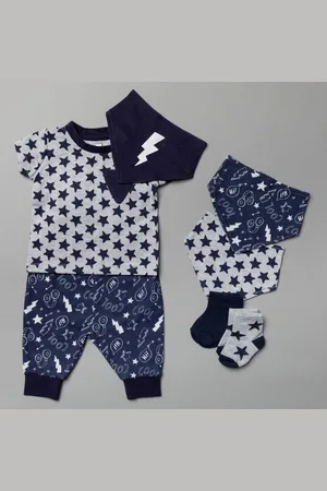 Merkloos Lily & Jack - 7-delig setje - sterren / bliksem print - maat 0-3 M - maat 56/62