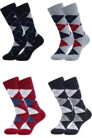 ASTRADAVI Socks Collection - Sokken - 4 Paar - Premium Katoenen Normale Sokken - 40/46 - Geruit - , Donker Grijs, Light Grijs, Bordeaux