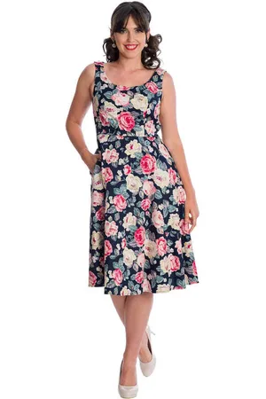 Banned Retro ROSE BLOOM Flare jurk - 4XL