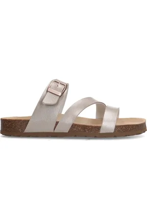 Manfield Dames - Gouden slippers met gesp