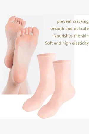 Merkloos Vochtinbrengende sokken, vochtgelsokken, zachte vochtinbrengende voetsokken voor dames en heren, gelsokken voor het hydrateren van droge voeten, katoenen gel teen hydraterende spa silicone