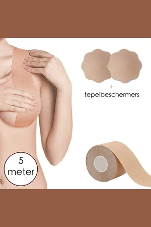 Merkloos Boob tape 5 meter + tepel covers - BH Tape - Plak BH