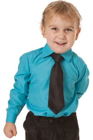 S.Y.W Kinderoverhemd lange mouw turquoise-104
