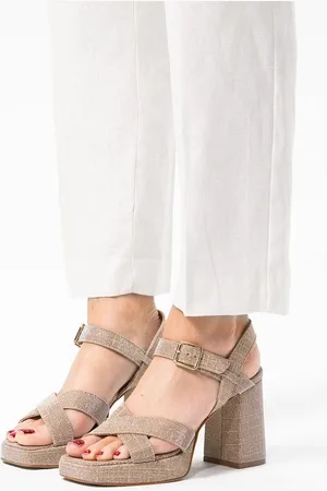 Manfield Dames - Gouden sandalen met hak