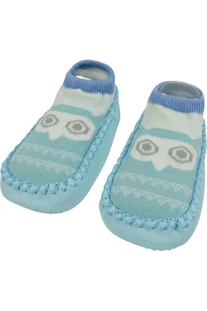 Merkloos Babyslofjes Uil /Turquoise - Anti-slip - 18-24 maanden