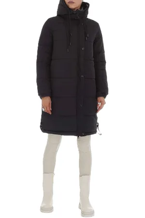 Merkloos Dilena fashion jas lang gewatteerd 2 kanten te dragen zwart lak-mat zwart