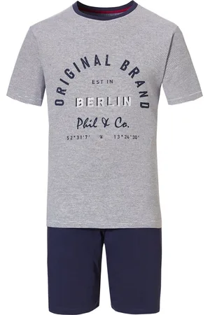 Phil & Co. Berlin Heren Shortama Korte Pyjama Katoen Gestreept
