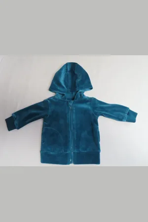 Merkloos Gilet - Unie - Fluweel - Kap en rits - , Aqua - 0/ 1 maand - 50 / 56