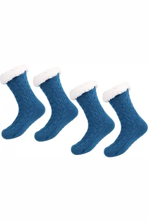 Merkloos Huissokken - 2 Paar - Huissokken Dames - Anti Slip Sokken - Fleece Sokken - Dikke Sokken - One Size - 35-40 - Dikke - Bedsokken - Fluffy Sokken - Verwarmde sokken - Gevoerde Sokken - Winter Sokken - Cadeautip - Kerst